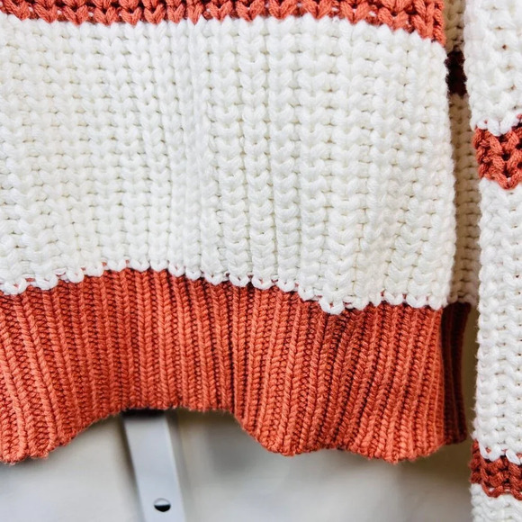 In Loom Size Medium Sweater Cotton Striped Oversized Cozy Casual - Picture 6 of 7